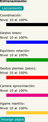 Imagen del panel de entrenamiento de lanzamiento