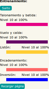 Imagen del panel de entrenamiento de salto