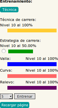 Imagen del panel de entrenamiento de técnica de carrera